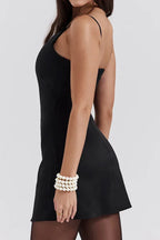 Satin Square Neck Mini Dress - View 6 | TEVQA