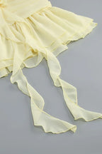 Buttercup Halterneck Mini Dress with Ruffle Trim - View 14 | TEVQA