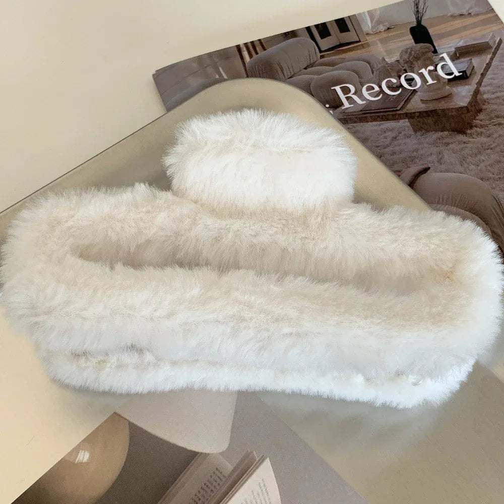 Jumbo Faux Fur Hair Claw Clip - View 6 | TEVQA