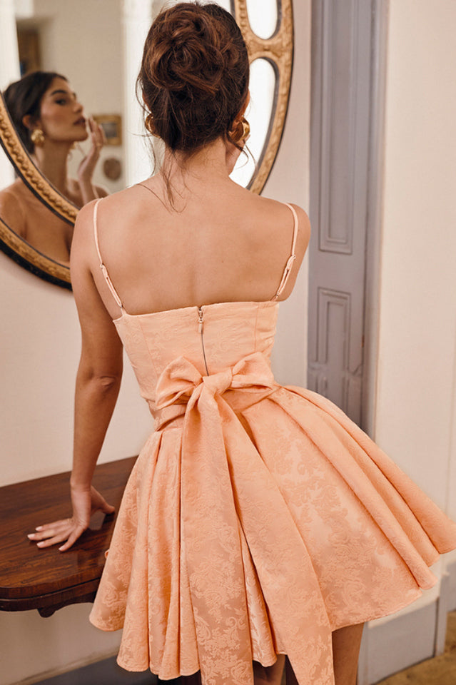 Rosalinda Pink Jacquard Bow Mini Skirt | Dress In Beauty