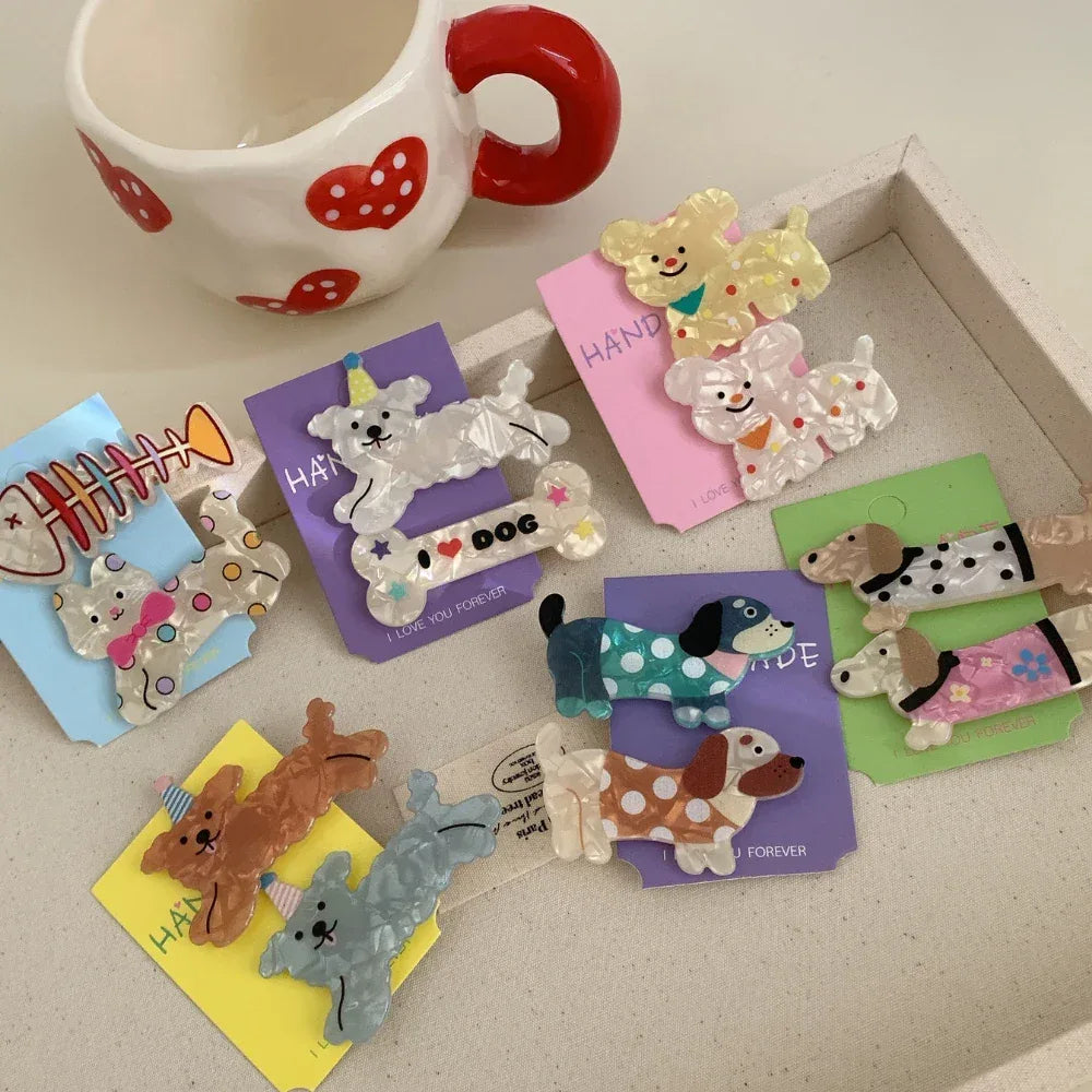 Whimsical "Pet Lover" Acetate Barrette (2.4 Inch) - TEVQA