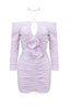 Halter neck mini dress with floral detail - View 16 | TEVQA