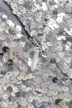 Silver sequin maxi dress with mock neck and fringe detail - View 13 | TEVQA
