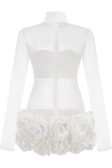 Sally Mock Neck Sheer Mini Dress | Dress In Beauty