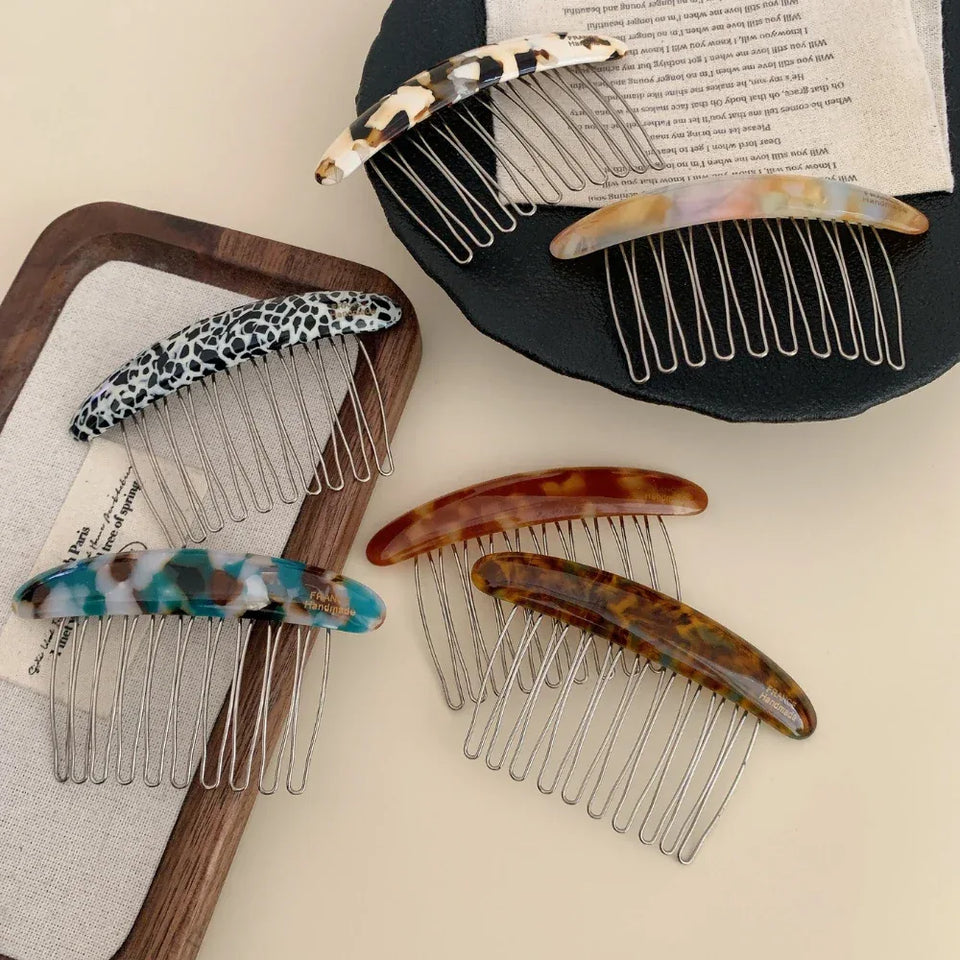 Classic Acetate French Hair Comb - 3.3 Inch Decorative Side Comb - TEVQA Secondary image