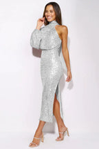 One-shoulder sequin midi dress - View 6 | TEVQA