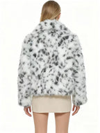 Snow Leopard Faux Fur Jacket - View 7 | TEVQA