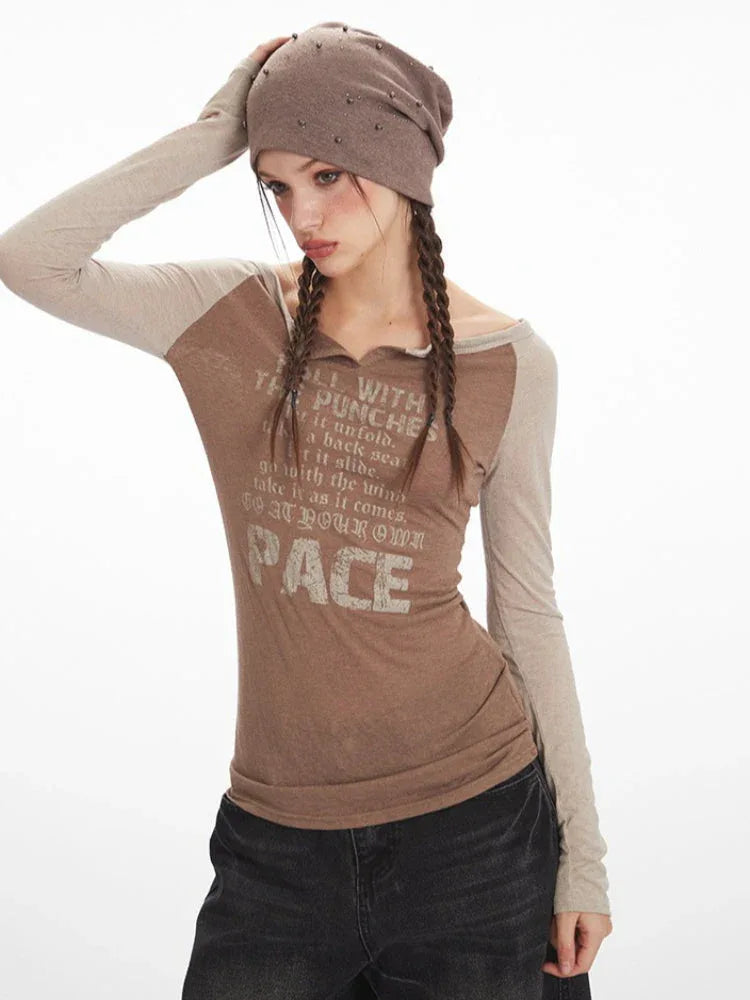 Vintage Wash Off-Shoulder Graphic Tee - TEVQA