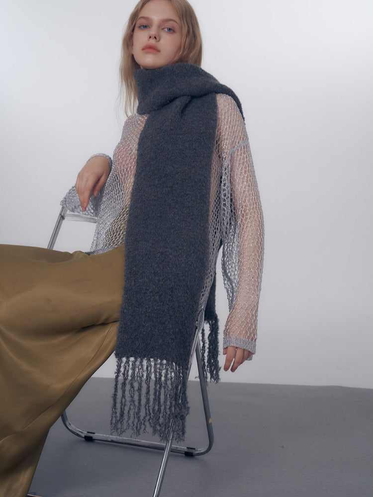 Korean Chic Bouclé Wool Blend Scarf