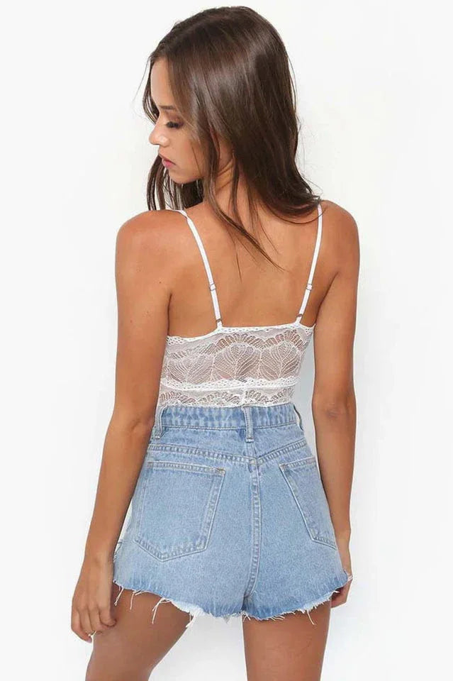 Hollow Out Lace Bodysuit & Lingerie - TEVQA