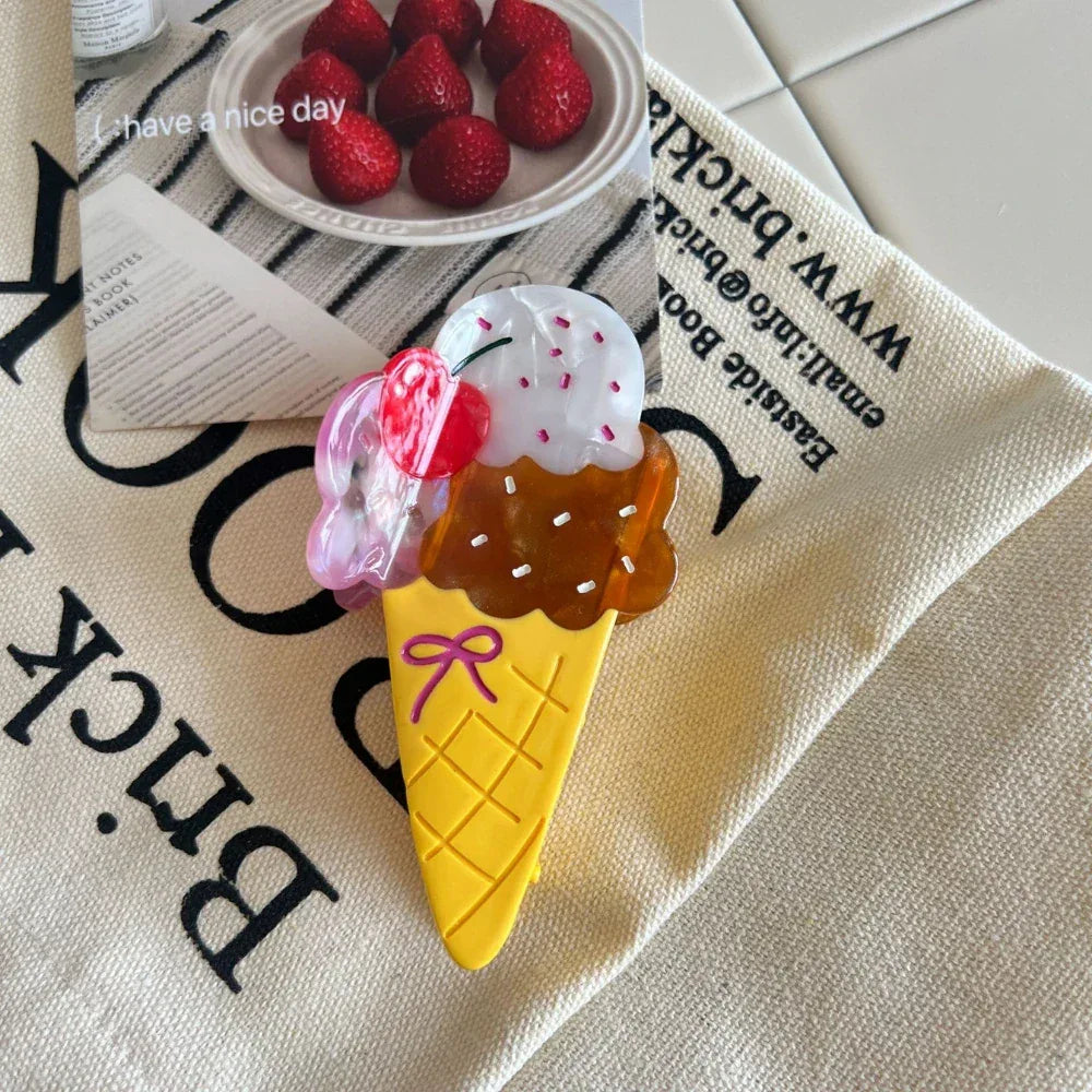 Whimsical "Dopamine" Food & Ice Cream Acetate Clip Collection (4 Inch) - TEVQA