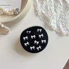 Acetate 2.5 Inch Round Hair Claw Clip - Polka Dot & Bow Print - TEVQA