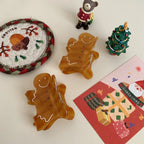 Jumbo Gingerbread Man Hair Claw Clip - 4.8 Inch Oversized Christmas Accessory - TEVQA