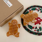 Jumbo Gingerbread Man Hair Claw Clip - 4.8 Inch Oversized Christmas Accessory - TEVQA