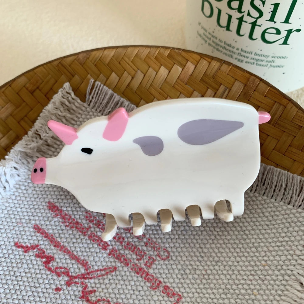3.15 Inch Farm Animal Acetate Hair Claw - Solid 30g Cottagecore Clip