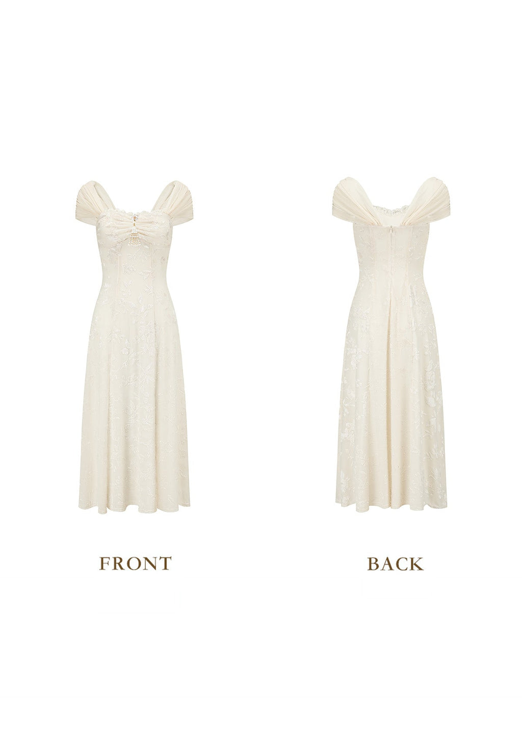 Off white fit and flare maxi dress - View 2 | TEVQA