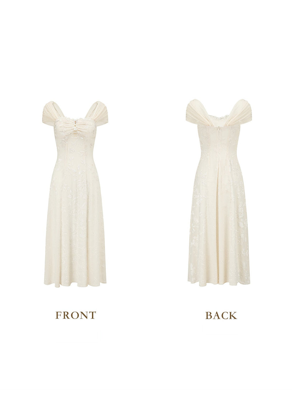 Off white fit and flare maxi dress - View 2 | TEVQA