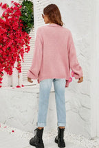 Camel 3D Floral Lantern Sleeve Cardigan - View 25 | TEVQA