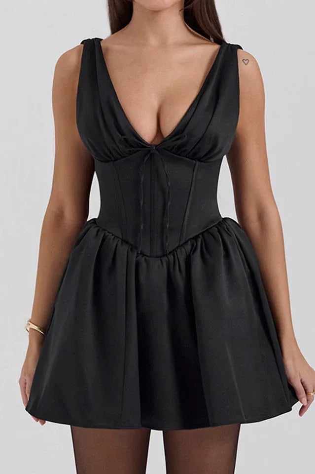 Emmeliette Satin Mini Dress - View 6 | TEVQA