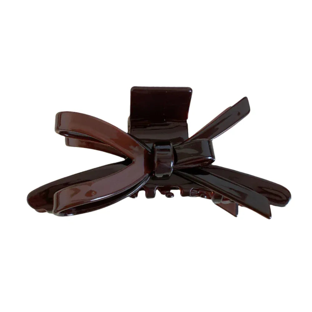 brown glossy bow claw clip Main image