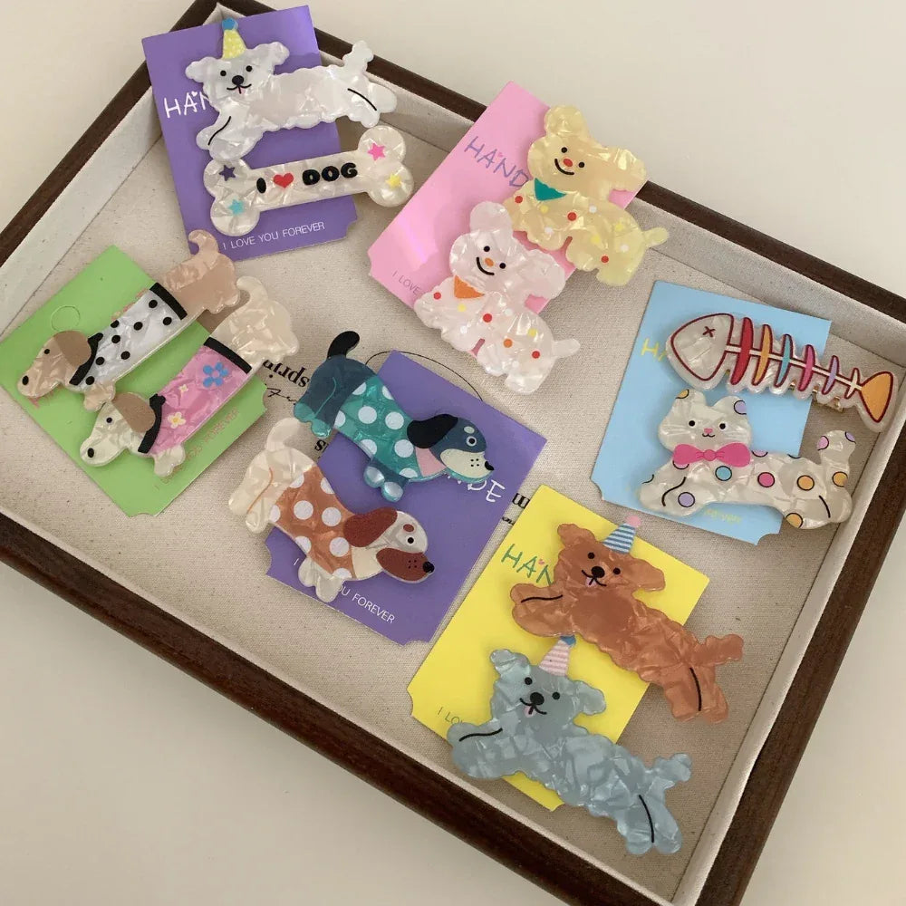 Whimsical "Pet Lover" Acetate Barrette (2.4 Inch) - TEVQA
