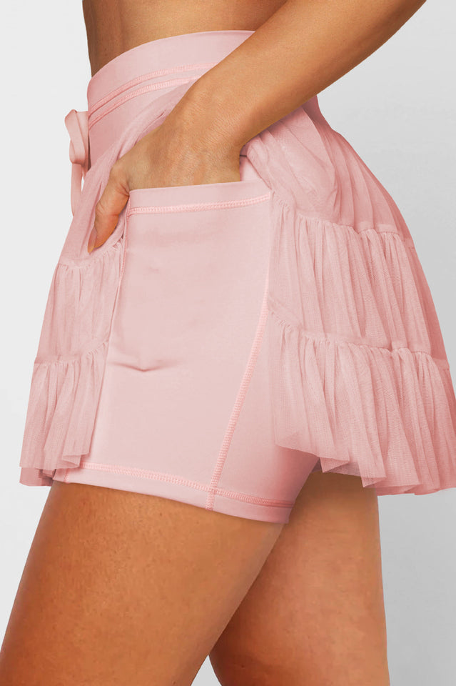 High Waist Plain Mesh Skort | Dress In Beauty