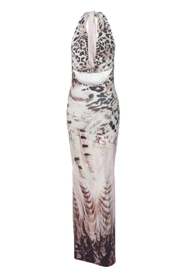 Halter Print Maxi Dress - View 15 | TEVQA