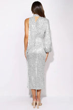 One-shoulder sequin midi dress - View 7 | TEVQA