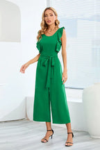 Ruffle Sleeve Wide Leg Jumpsuit - View 14 | TEVQA