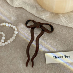 Cute Acetate Bow French Hair Pin - 4 Inch Wavy U-Shaped