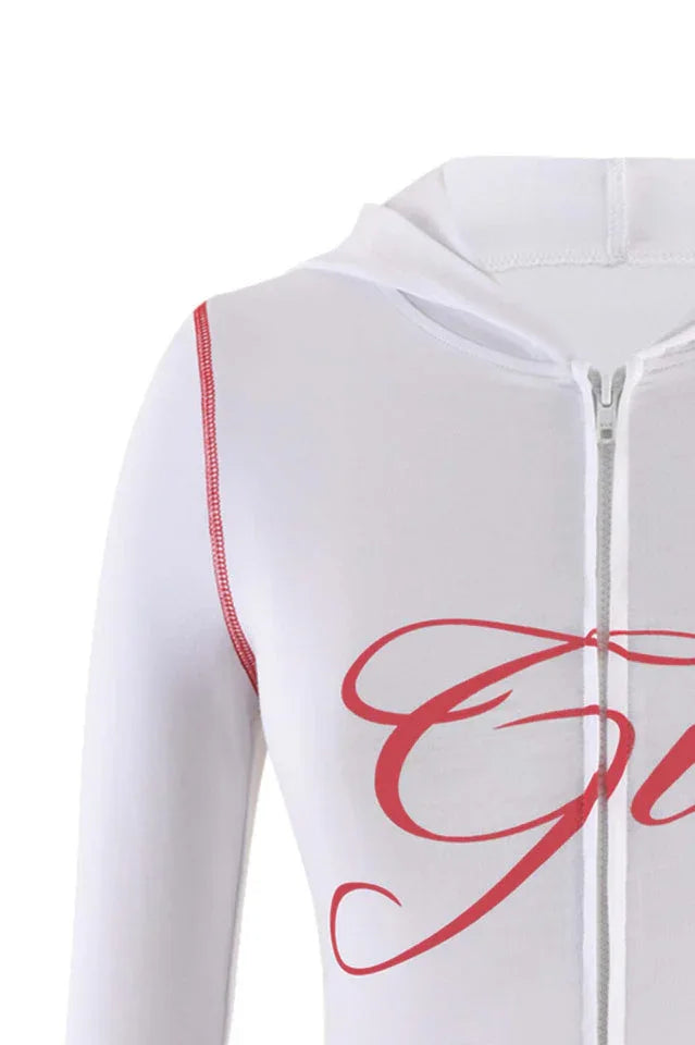 Fitted knit hoodie and trackpant set with V-neckline and thumbholes - View 21 | TEVQA