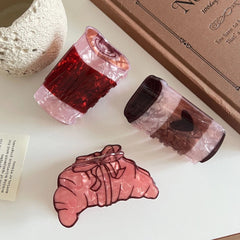 Café Collection Acetate Hair Claw Clip - Coffee Cup & Croissant Styles