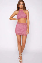 Crochet Halter Top and Mini Skirt Set - View 17 | TEVQA