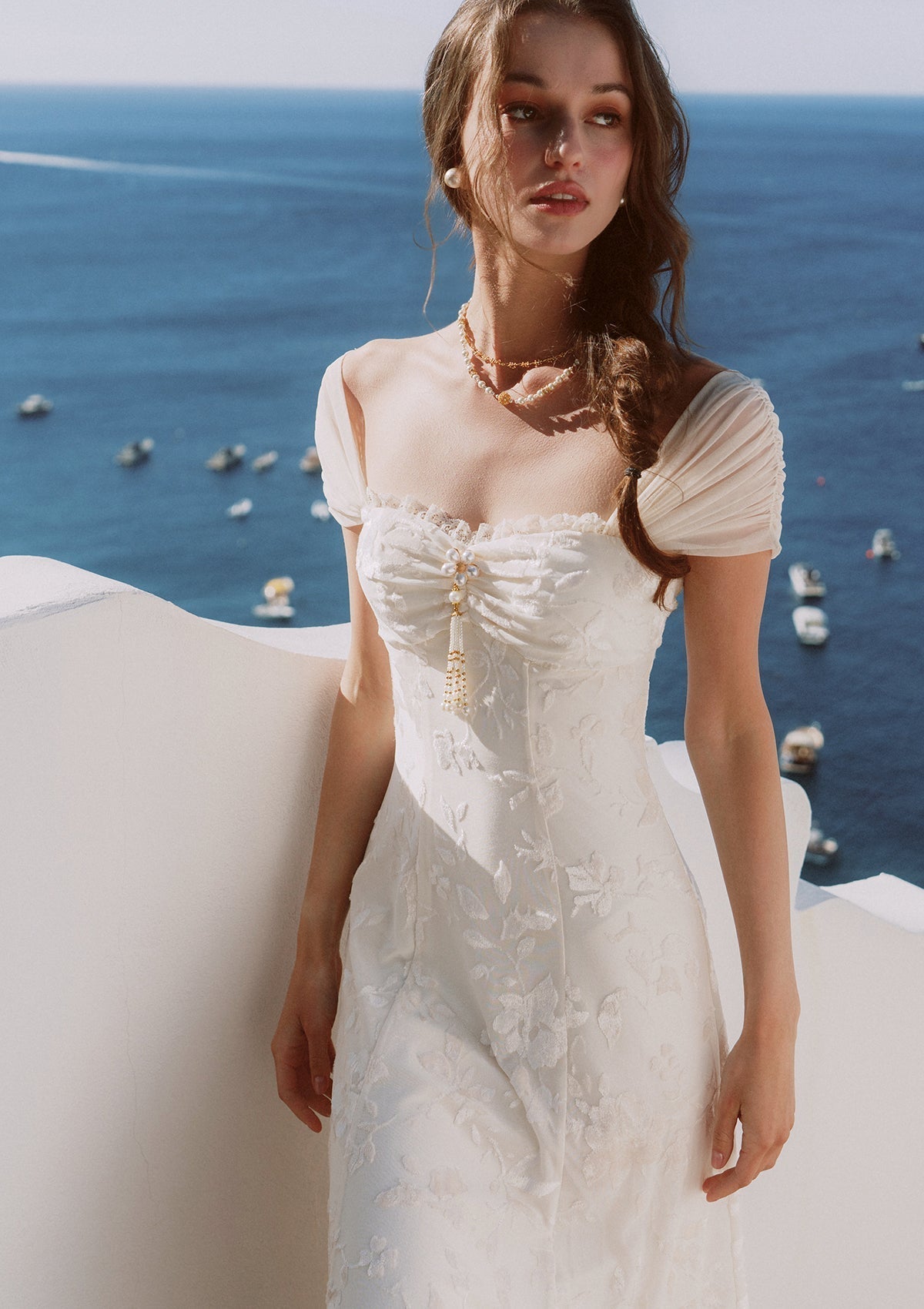Off white fit and flare maxi dress - View 3 | TEVQA