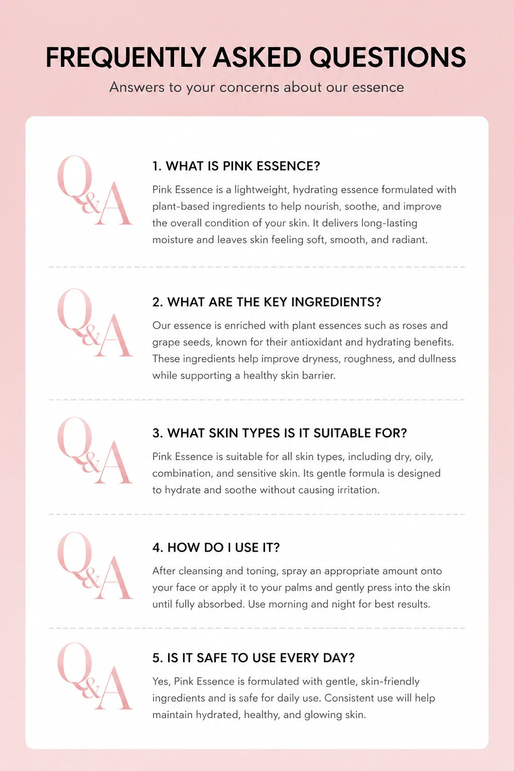 Nourishing skin serum in a clear bottle with pink liquid and floral packaging - View 13 | TEVQA