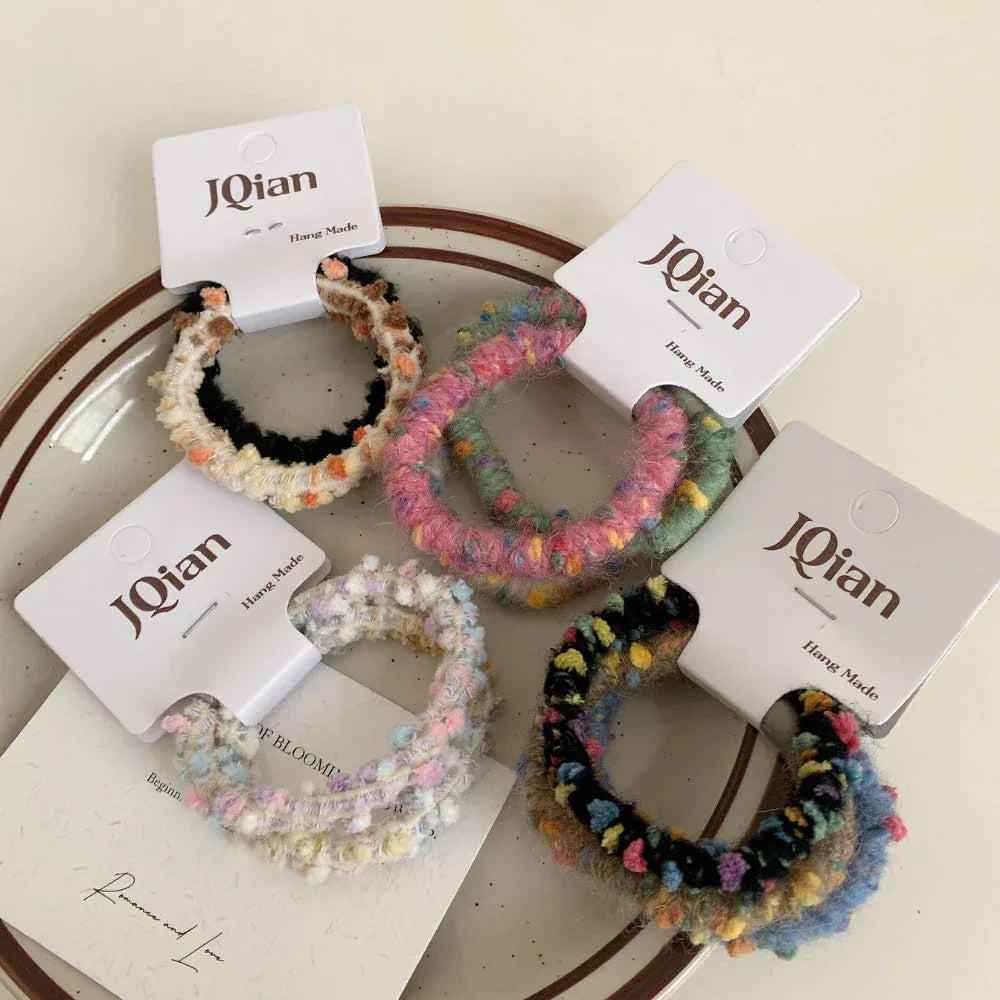 Textured Bouclé Elastic Hair Ties (2 or 3-Pack Sets) - TEVQA