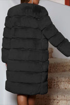 Elegant grey tiered faux fur long coat - View 7 | TEVQA