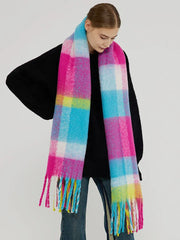 Vibrant Tartan Oversized Scarf - TEVQA