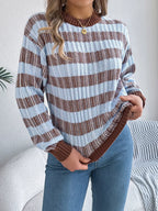 Vintage Lantern Sleeve Knit Sweater - Burgundy - TEVQA