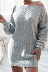 Slouchy Ribbed Knit Sweater Dress - View 14 | TEVQA