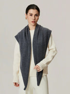 100% Pure Wool Knit Triangle Scarf - View 7 | TEVQA