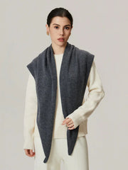 100% Pure Wool Knit Triangle Scarf - View 7 | TEVQA