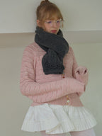 Soft Wool Blend Knitted Scarf with 3D Crochet Lettering
