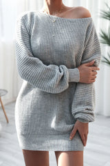 Slouchy Ribbed Knit Sweater Dress - View 13 | TEVQA