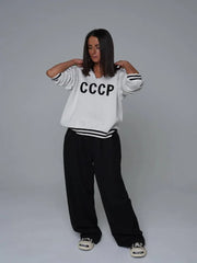 Retro Red CCCP Varsity Sweater - TEVQA