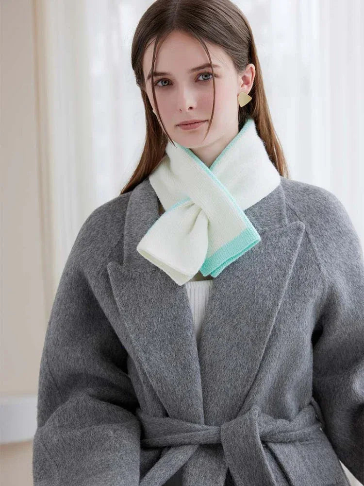 Two-tone knit cross scarf - View 8 | TEVQA