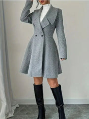 The Genevieve Fit & Flare Wool Coat Dress - TEVQA