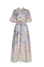 Floral Print Midi Dress with Puff Sleeves - View 9 | TEVQA