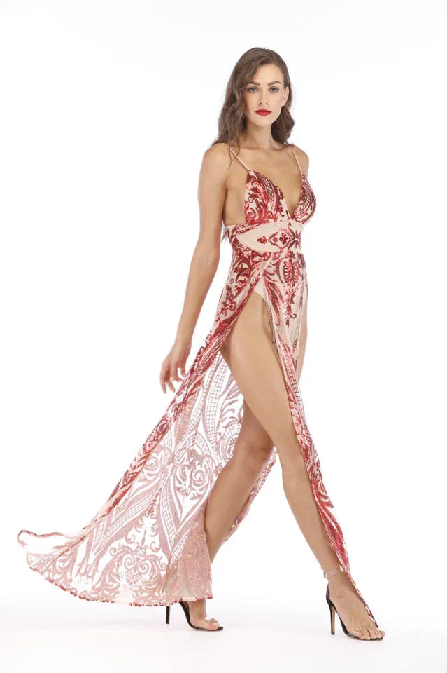 Elegant sequin maxi dress - View 8 | TEVQA