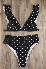 Polka Dot High Waist Ruffle Bikini - Dress In Beauty